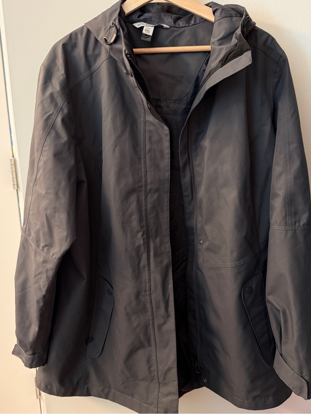 Port Authority Womens Black Hooded Jacket water resistant